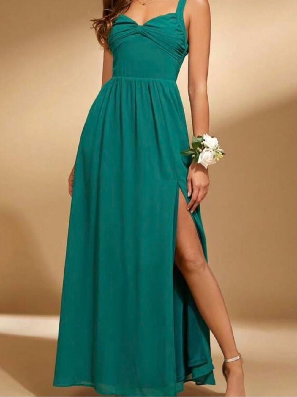 Elegant Teal Maxi Dress with Side Slit